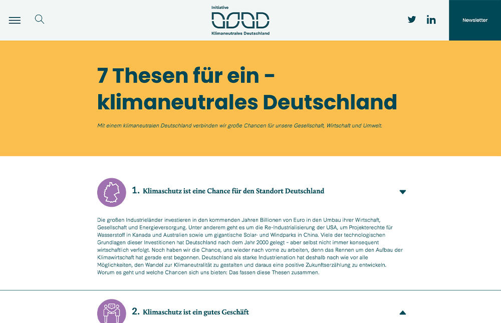 Unterseite 7 Thesen Webseite Initiative Klimaneutrales Deutschland