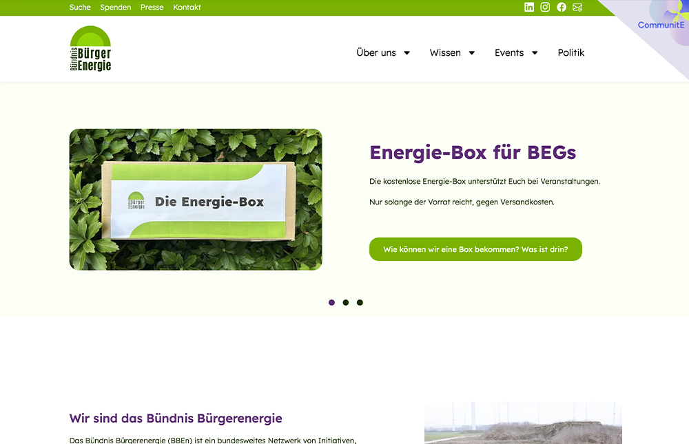 TYPO3-Webseiten-Relaunch für das Bündnis Bürgerenergie