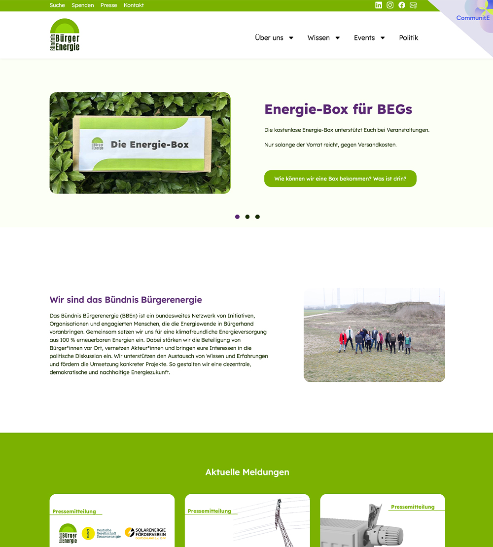 TYPO3-Webseiten-Relaunch für das Bündnis Bürgerenergie