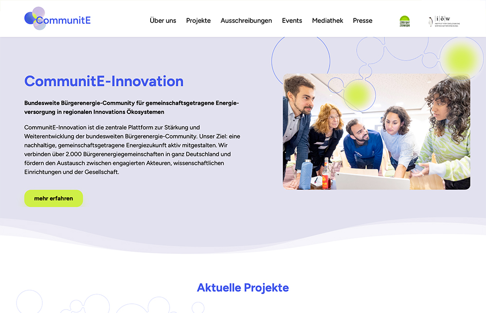 Moderne Plattform für die Bürgerenergie-Community