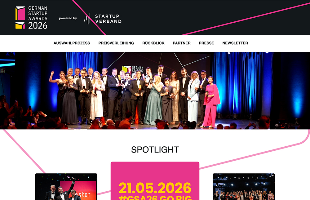 Webseiten Relaunch German Startup Awards
