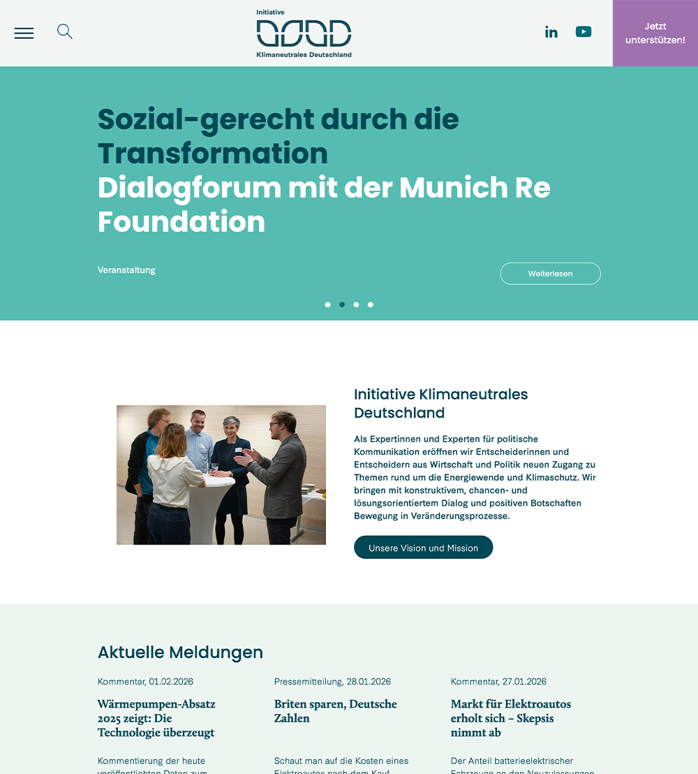 Webseite Initiative Klimaneutrales Deutschland