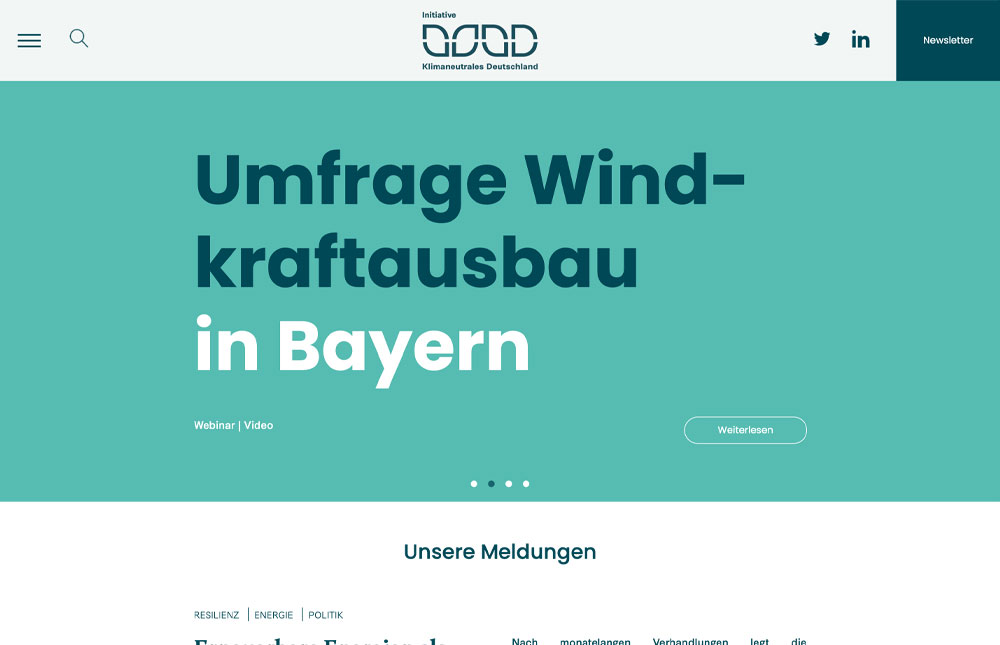 Startseite Webseite Initiative Klimaneutrales Deutschland